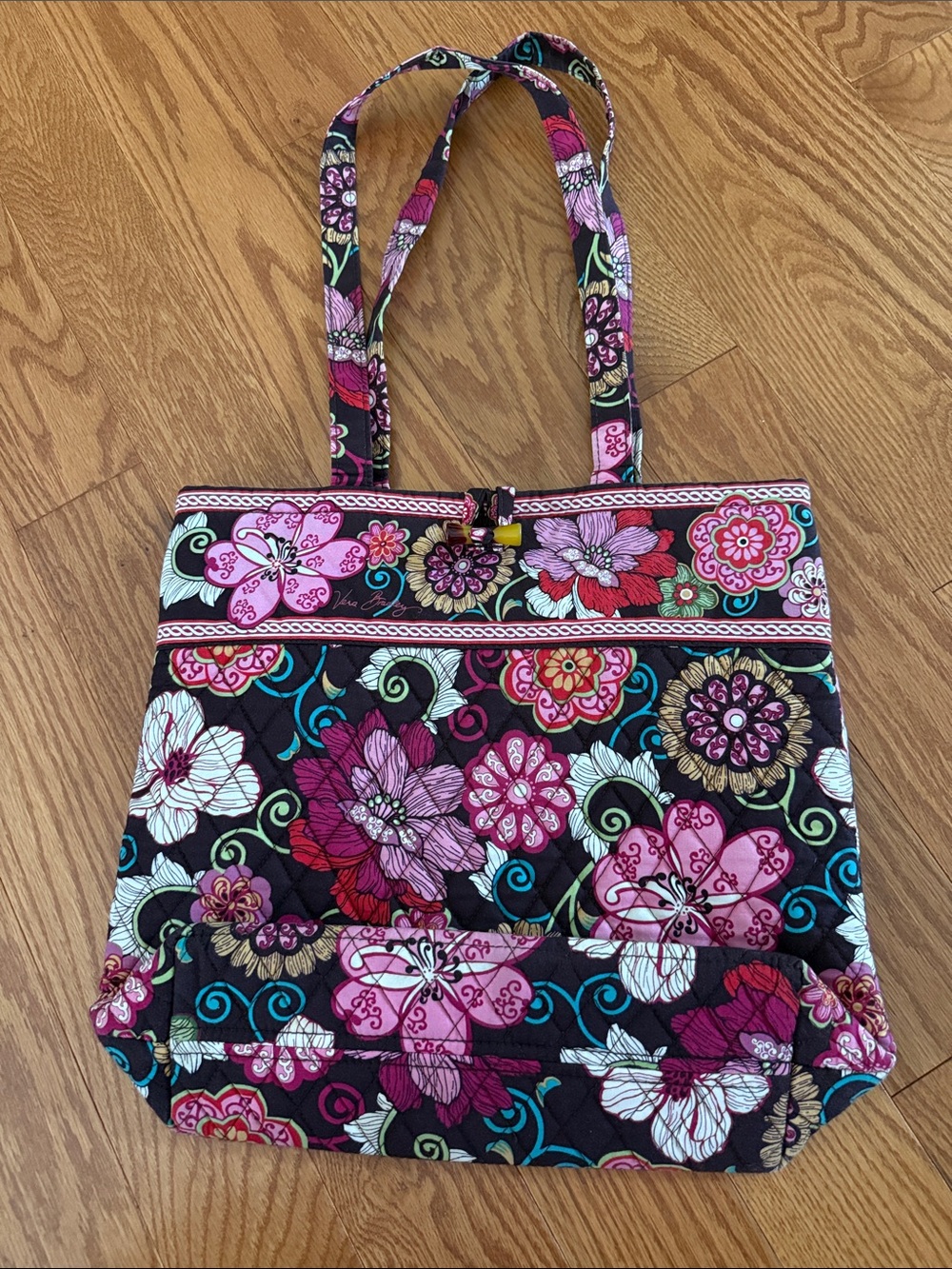 Vera Bradley Mod Floral Quilted Tote Bag in Pink and Brown